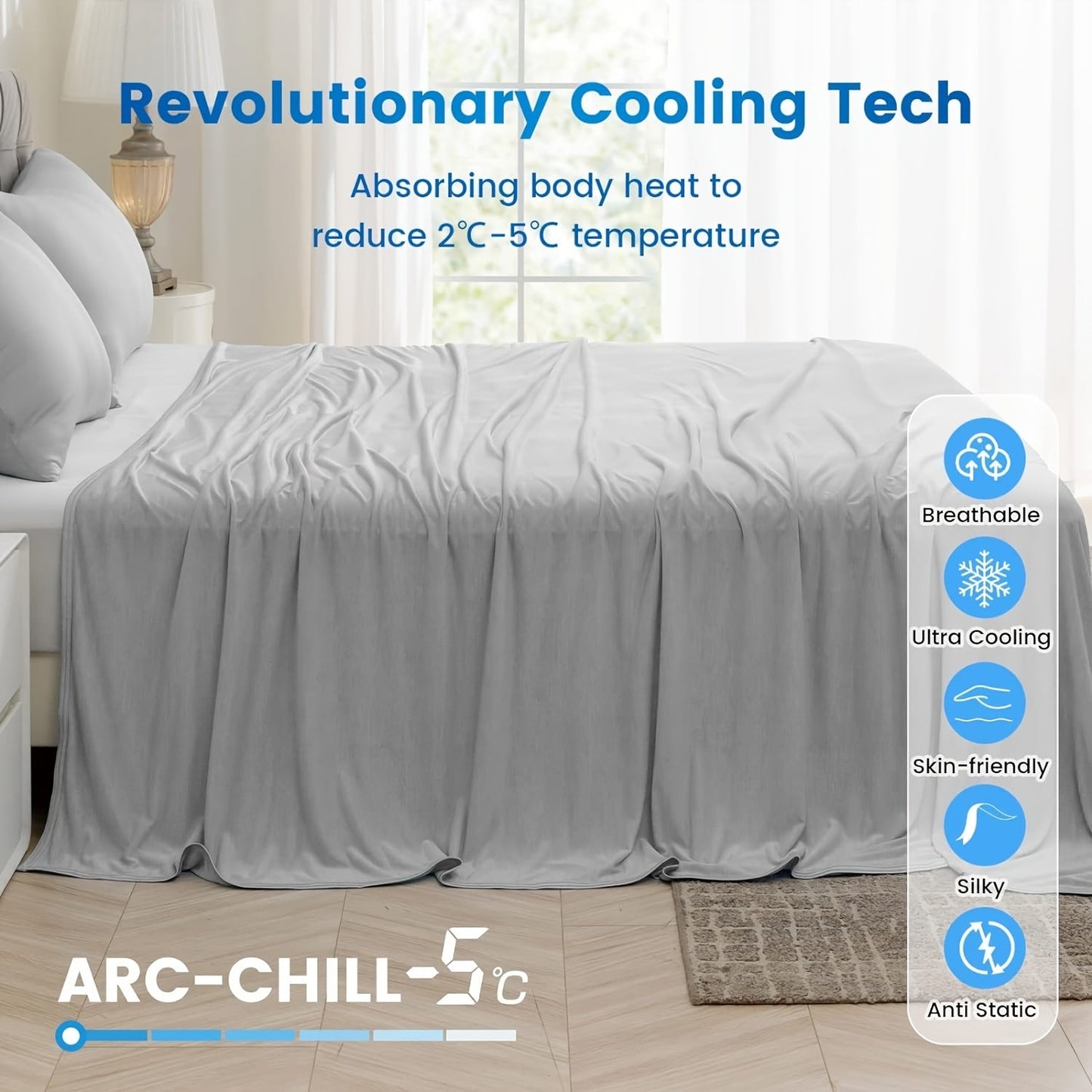 Stay cool during the spring and summer nights with this 1 piece summer cool blanket, perfect for managing body heat and sweating while sleeping.