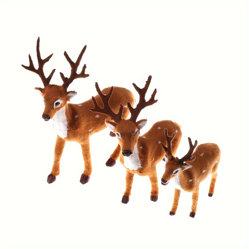 1 Festive Plush Reindeer for Christmas decoration, made of polyester and plastic, no power required. Perfect for home and kitchen holiday décor or as a New Year's ornament.