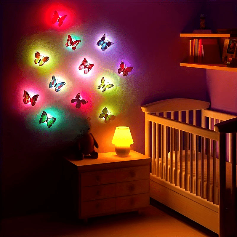 Vibrant 3D Butterfly LED Night Light - Ideal for Nursery, Garden, Backyard, and Party Decor, Battery Operated