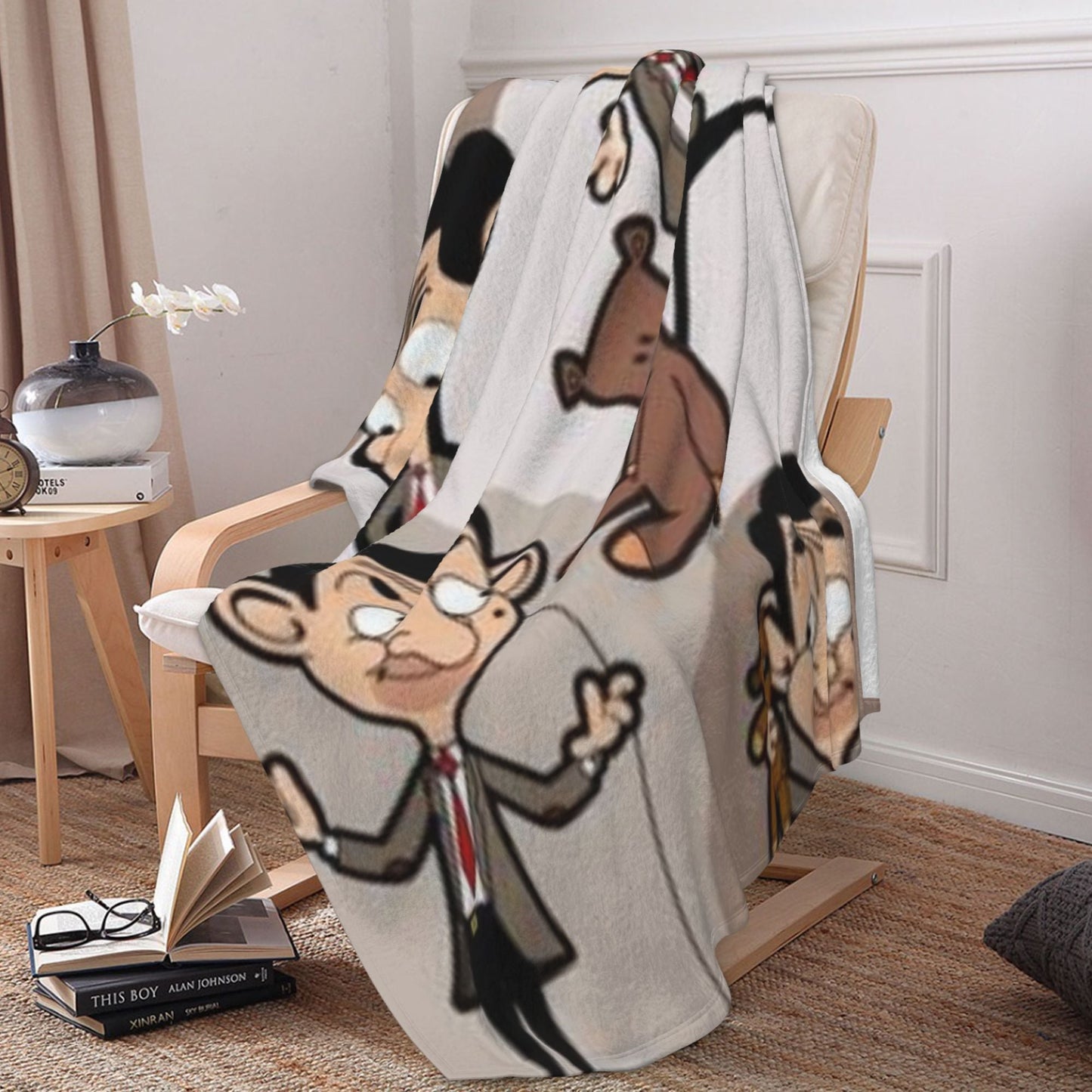 Soft Flannel Throw Blanket Inspired by Mr. Bean - Cozy, Lightweight & Long Lasting | Easy to Clean in the Washing Machine | Ideal for Couch, Bed, Office, Camping | Great Gift Idea for any Season