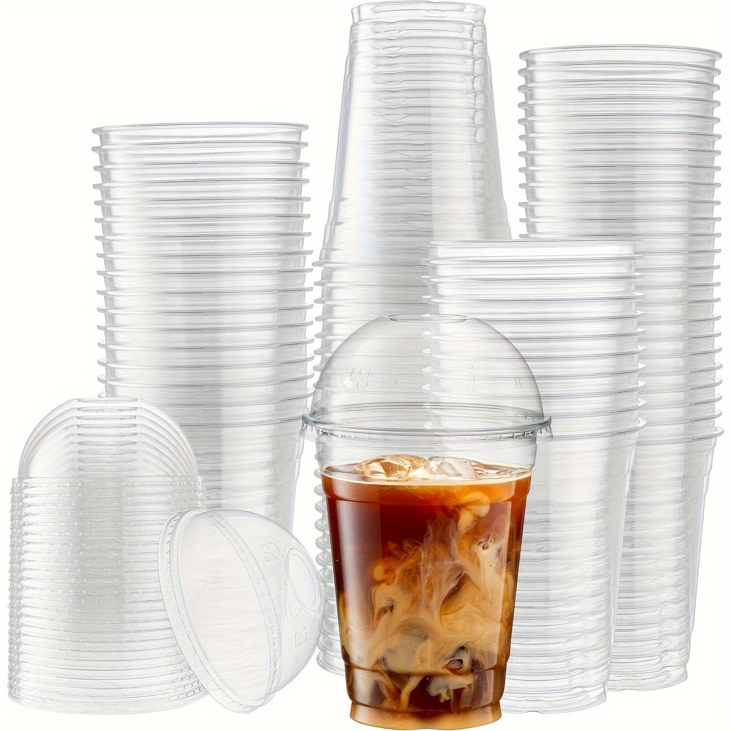 Set of 30 Leak-Proof 10oz Disposable Cups with Dome Lids - Great for Smoothies, Milkshakes, Boba Tea & More - Ideal for Weddings, Outdoor Events, Graduations & Birthdays - Perfect for Christmas and Thanksgiving Celebrations