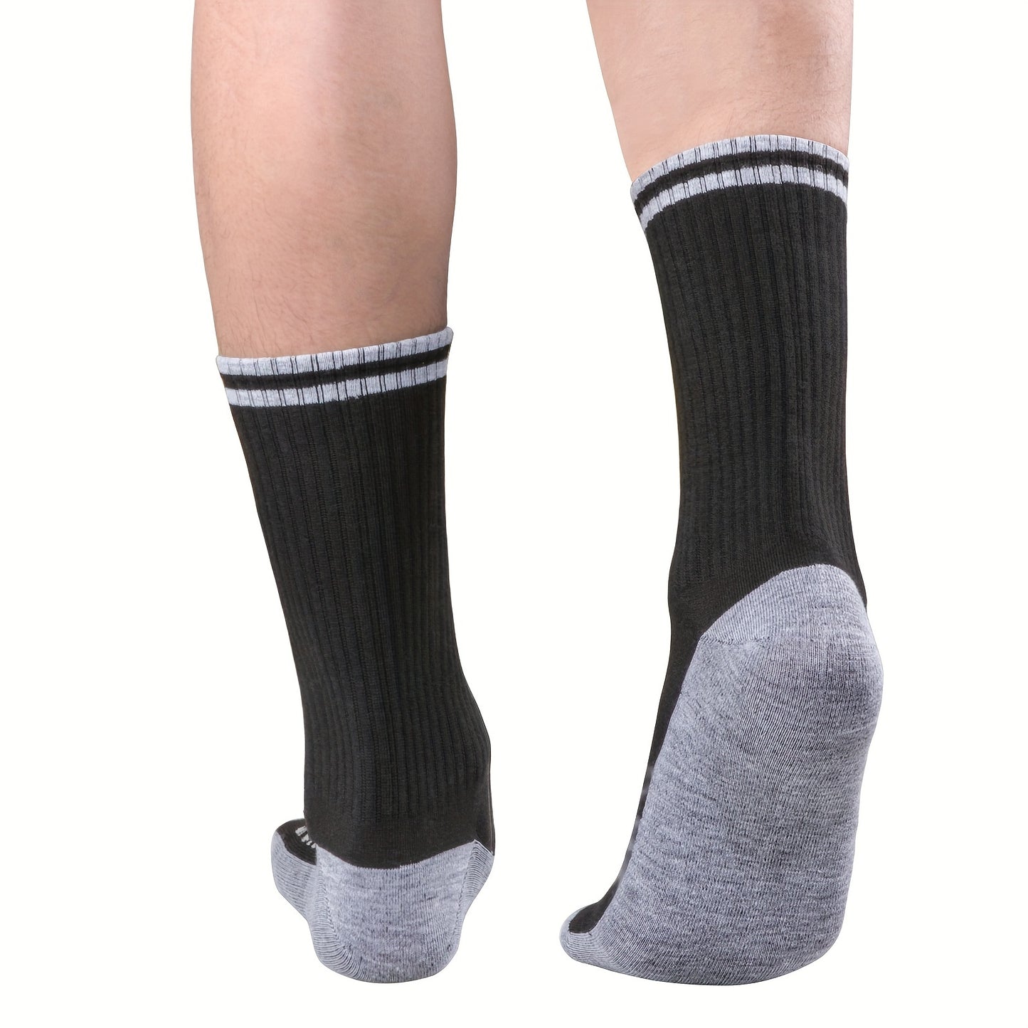 5 pairs of men's breathable sports crew socks for year-round training