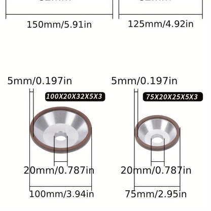 Resin diamond grinding wheel for tungsten carbide sharpening - manual rotary tool for alloy grinding.