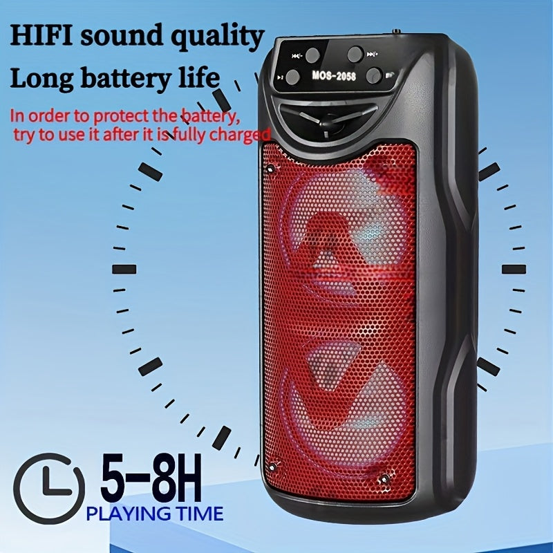 XSound Portable Wireless Speaker with Dual 4-Inch Stereo Sound, USB Charging, Rechargeable Lithium Battery, Siri Control, LED Color Lights, FM Radio, TF Card Slot. Ideal for Outdoor Camping