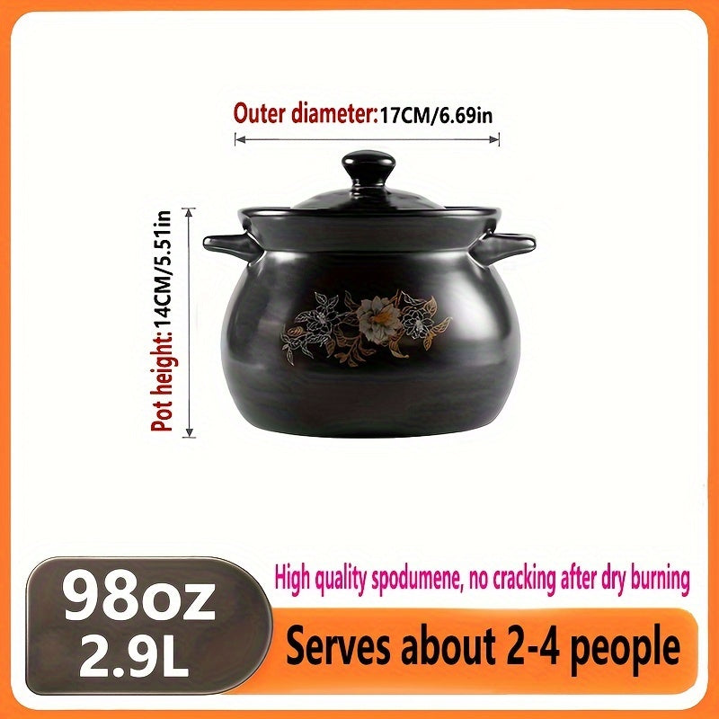 High Quality Ceramic Stew Pot - Gas Stove Safe - Perfect for Stews, Porridges, and Soups - Durable, Non-Stick, Easy to Clean - Your Kitchen's Best Companion