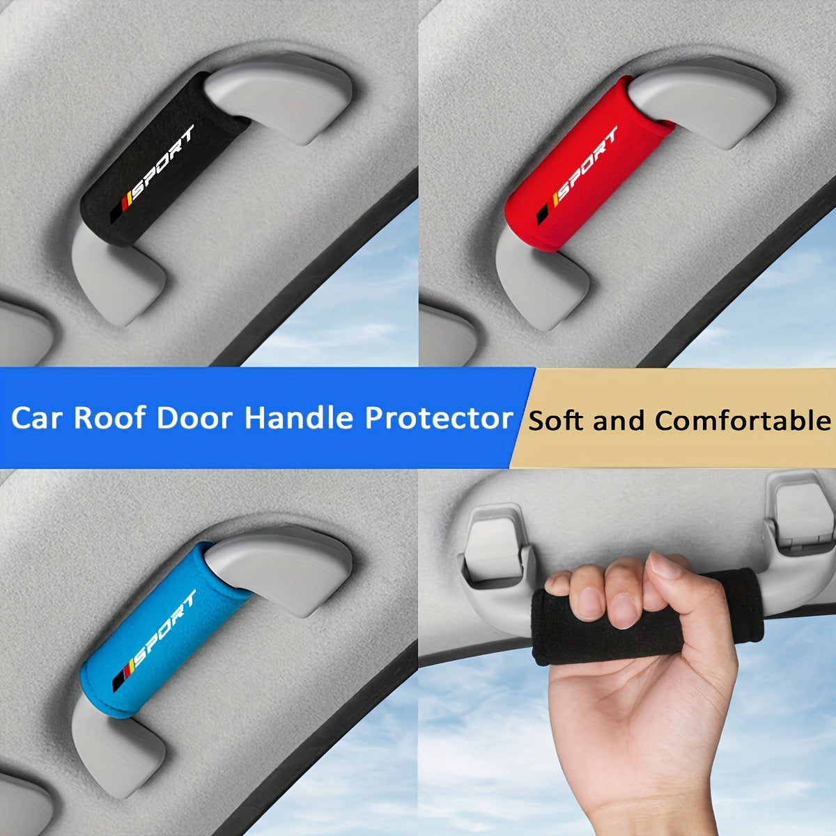 2pcs Car Roof Door Handle Protector & Armrest Cover for Audi, BMW, Mercedes Benz, VW, Toyota