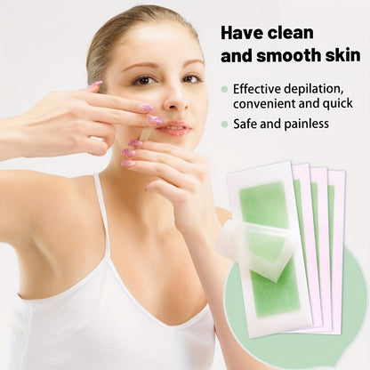 WAXKISS Green Aloe Vera Hair Removal Wax Strips are ready-to-use, portable and practical, gentle and non-irritating. Contains 20 small disposable wax strips for quick and painless hair