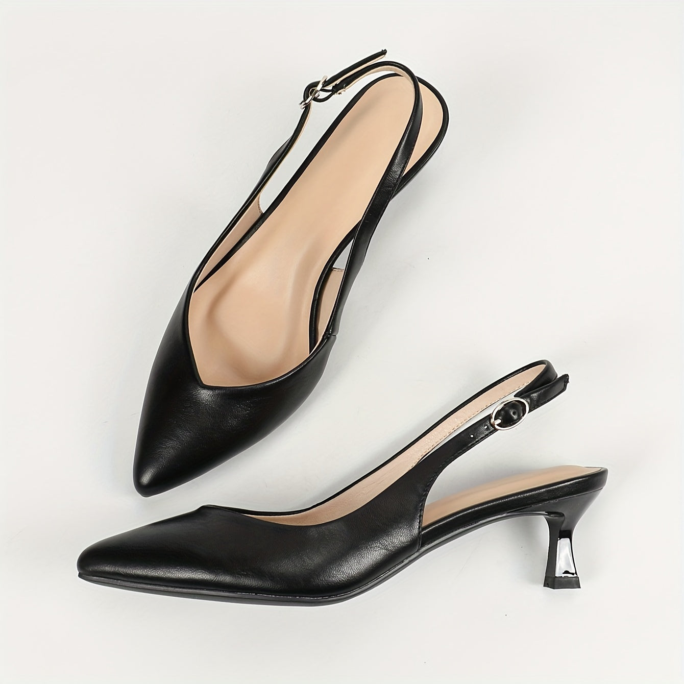 Chic and comfy pointed-toe kitten heel sandals for work.