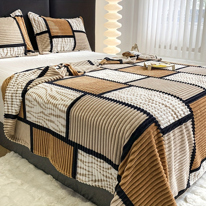 This versatile plaid plush blanket is perfect for all your needs. Whether you're looking for a cozy throw blanket for the sofa, a warm shawl for the office, or a comfortable bed cover for sleeping, this multifunctional blanket has you covered. Its