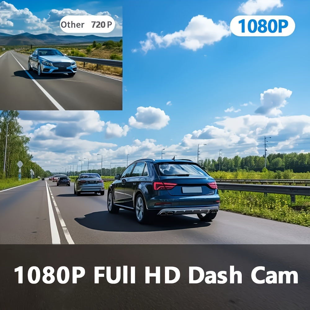 Front and Inside 1080P/720P Car DVR with 170° Wide Angle, Night Vision, Small Dash Camera for Cars, 24h Parking Monitor, Loop Recording, G-Sensor.