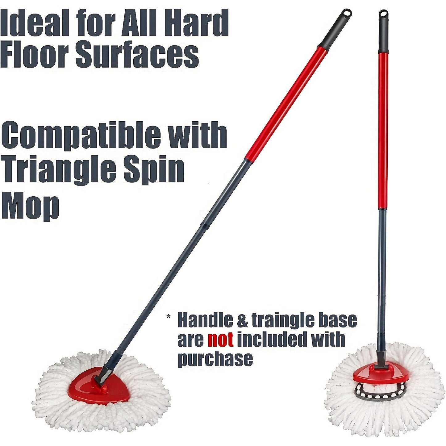 [Customer Favorite] Set of 3 Microfiber Triangular Spin Mop Head Replacements for Deep Cleaning - Machine Washable, Ideal for Wooden, Marble, Cement, Tile Floors, and Car Surfaces