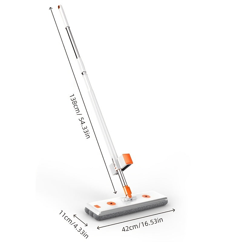 Get the ultimate cleaning tool with the Stainless Steel Flat Mop and Long Handle Set Bucket. This multi-surface wet and dry floor cleaning system includes a durable rotating mop, along with cleaning supplies and tools for kitchen, bathroom, living room