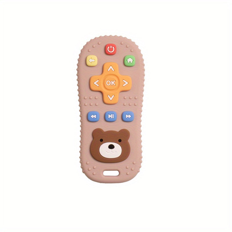 Silicone Baby Teether in the Shape of a Cute Bear – Remote Control Design, Safe for Babies, Perfect for Soothing Teething Pain - Ideal Sensory Toy for Newborns, Great Gift for Halloween, Thanksgiving, and Christmas.