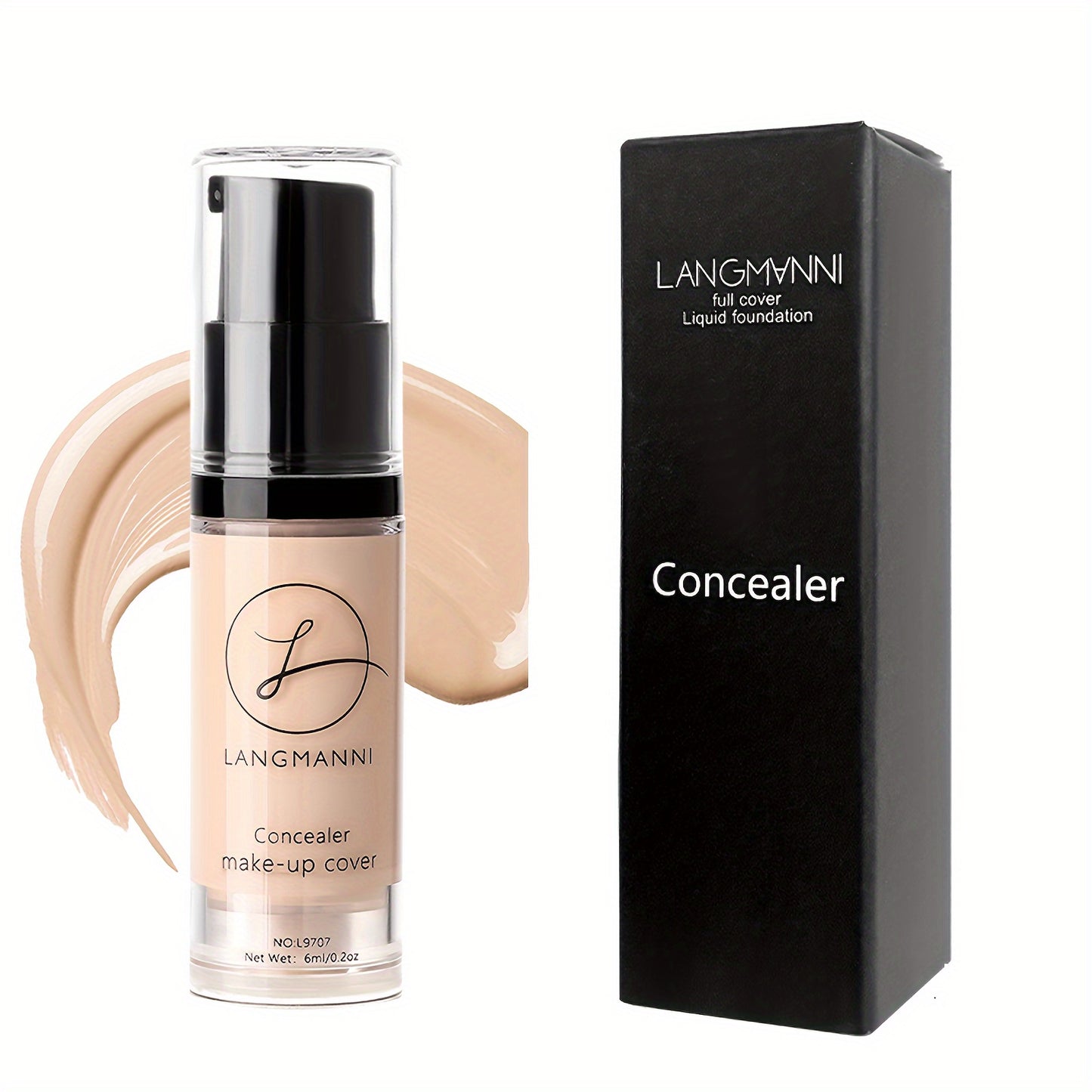 Long-lasting concealer with smooth finish and 4-color powder base