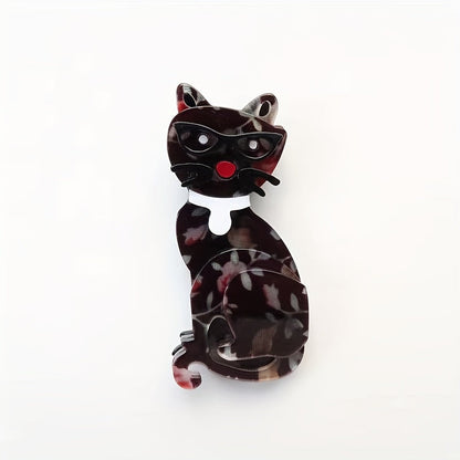 Stylish Korean acrylic animal brooch with a flower design in cat shape, perfect for adding a fashionable touch to your clothing accessory collection.