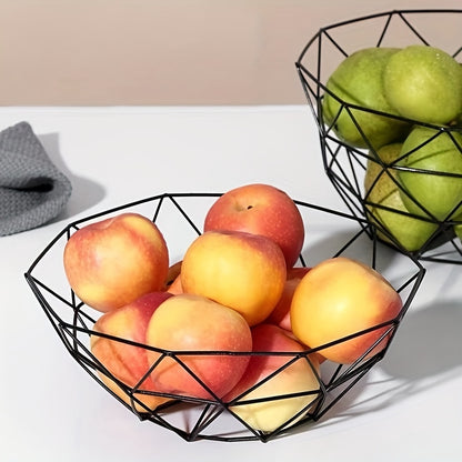 Metal fruit bowls for serving and storage, decorative display rack for dining table.