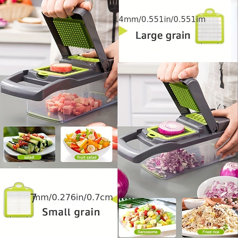 Multifunctional Kitchen Gadget: 15-in-1 Vegetable Chopper & Fruit Slicer for Onions, Potatoes, Carrots, and More - Essential Tool for Food Preparation