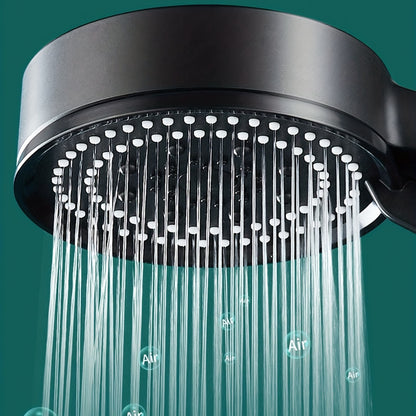 1-piece black shower head with five-speed settings and stop button, pressurized spray for home bathroom water heater, fluffy lotus design, bath set with rain shower.