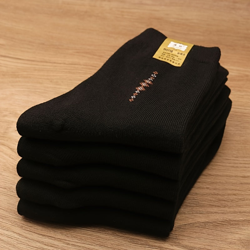 5/10 Pairs of Men's Solid Crew Socks for Outdoor Wear all Seasons