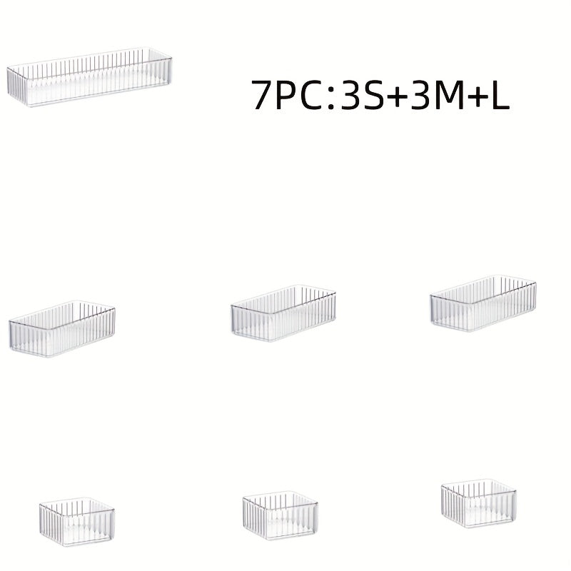 6/7/8pcs set of multi-functional acrylic transparent makeup storage box combinations, suitable for office and home use.