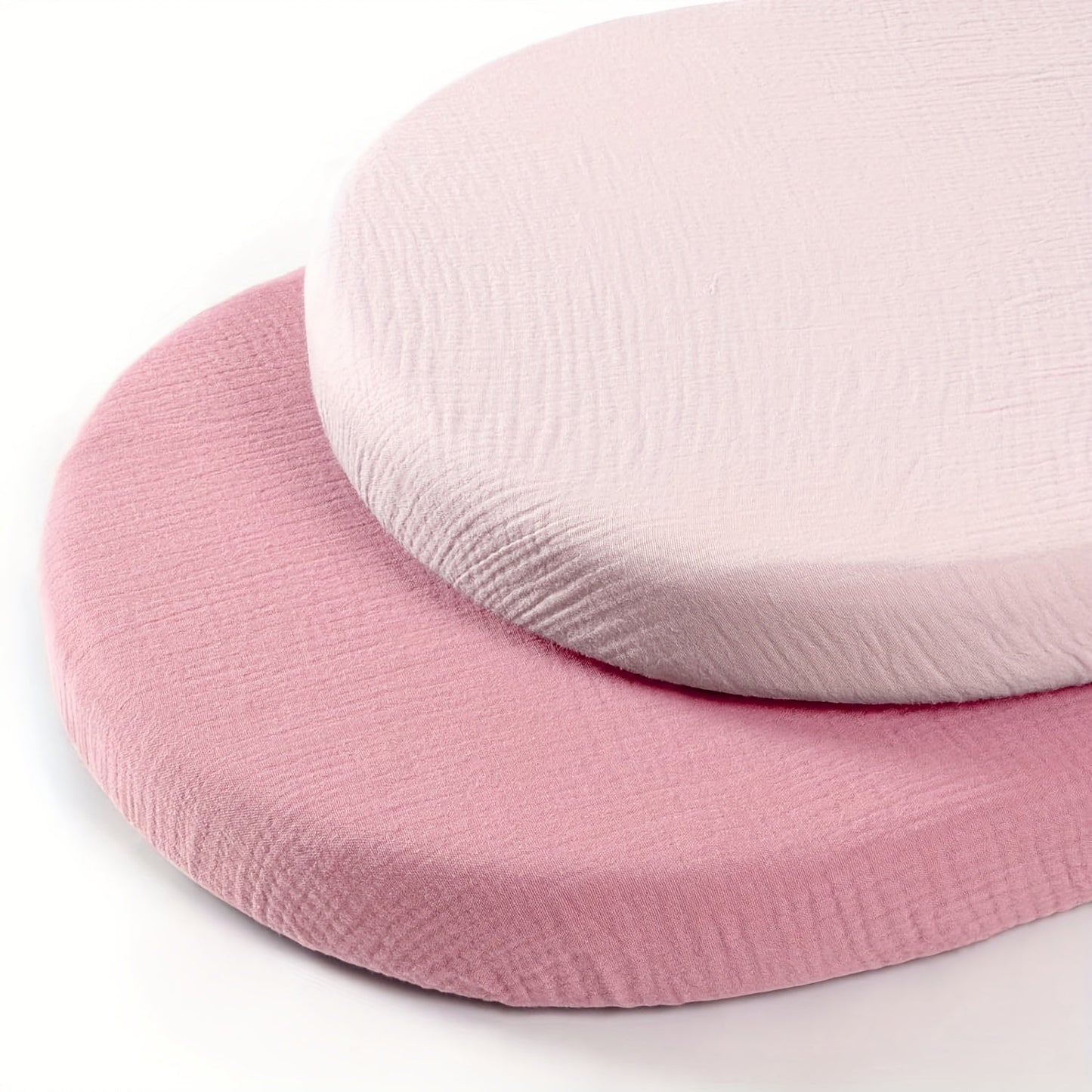 Two stretchy changing pad covers, made of ultra soft cotton material, providing a safe and snug fit for 81.28cm/86.36cm X 40.64cm changing pads. These cradle sheets are machine washable for easy maintenance.