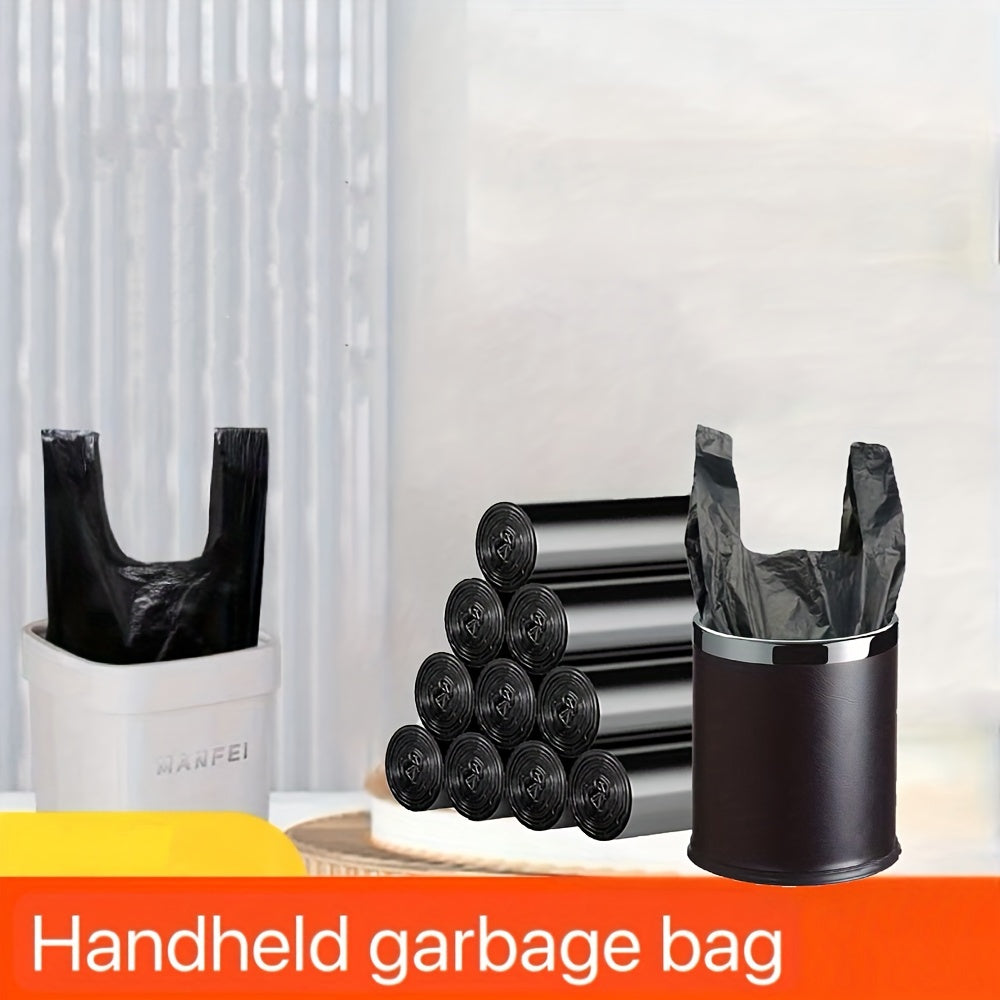 100-Pack of High-Quality Thick Polyethylene Trash Bags for Various Areas of the Home - Living Room, Bedroom, Bathroom, Toilet, Kitchen. These Disposable Garbage Bags are Black, Large in Size, and are Durable for Handheld Trash Cans.