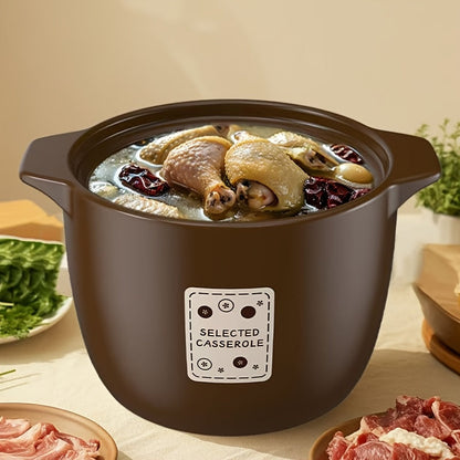 Elegant Brown Ceramic Stockpot - 4600ml Capacity, Thickened Design, High Aesthetic Value - Compatible with Induction Cooktops - Ideal for Soups, Stews, and More - Premium Kitchen Cookware