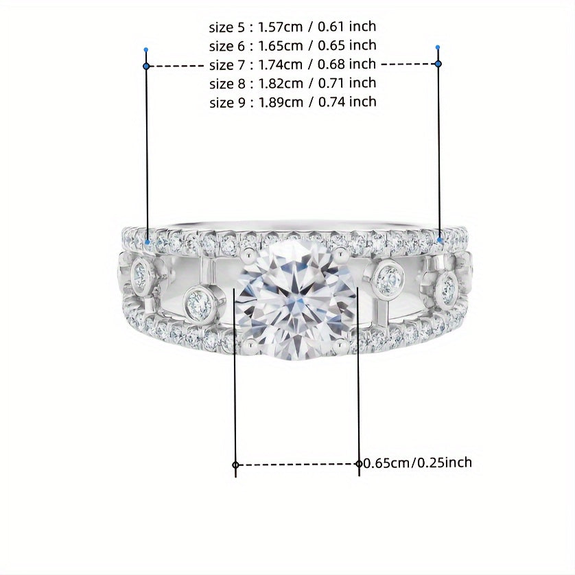 Stunning 1 Carat Round Moissanite Crown Ring in 925 Sterling Silver - Ideal for Proposing, Celebrating Love, or Marking a Special Anniversary with Her