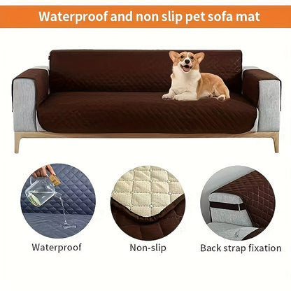 Quilted pet-friendly couch cover with diamond stitching fits single to three-seater sofas, perfect for living room, bedroom, or office decor.