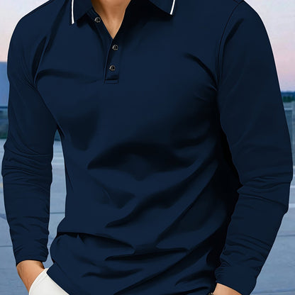 Men's casual long sleeve lapel shirt, breathable and comfortable for fall/winter in 400g fabric.