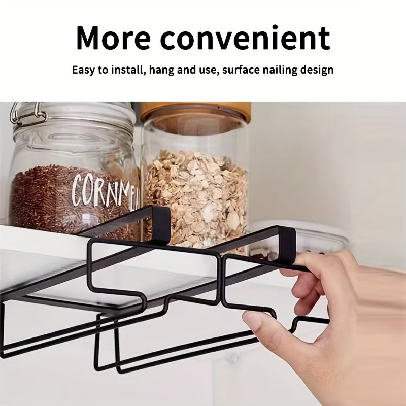 Metal Stemware Rack for 1 piece, Hanging Storage Organizer for Glassware under Cabinet, Modern Home Bar No-Drill Hanger