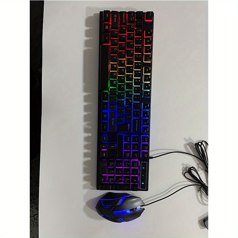 Yeaibo Ergonomic Mechanical Keyboard & Gaming Mouse Combo with LED Backlight and Laser-Carved Hollow Design for Office & Gaming, Sleek and Stylish Design.