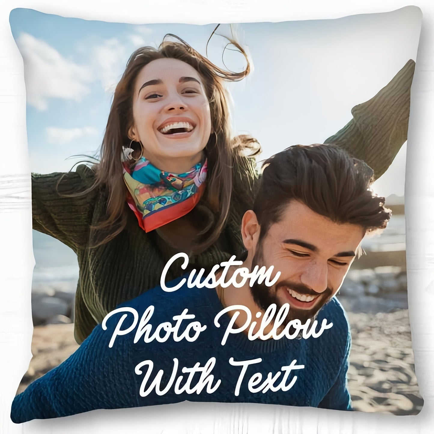 Get a personalized pillowcase featuring your favorite pictures and text, perfect for Valentine's Day, weddings, anniversaries, or as a special homemade holiday gift. This single-sided printed pillowcase measures 45.72 x 45.72 cm and does not include a