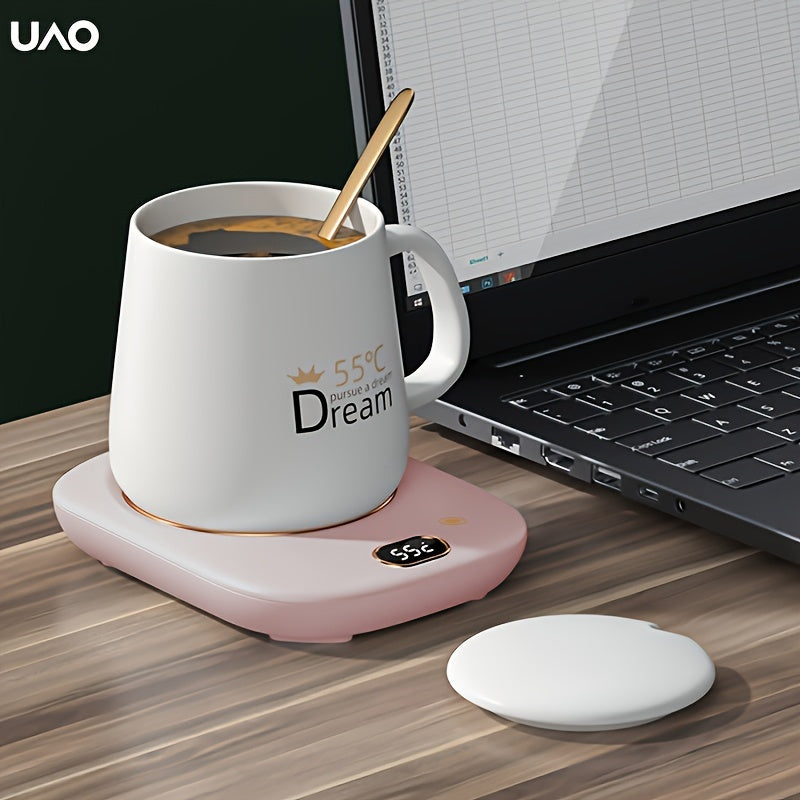 UAO Portable Electric Coffee Bean Grinder with USB Power, featuring a 55°C Ceramic Cup Warmer - Ideal for Home & Office, by UAO