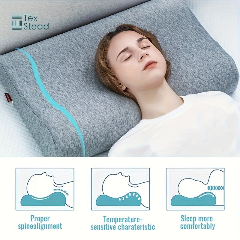 Memory Foam Pillow designed for Comfortable Sleep, Contour Shape for Neck and Cervical Support on Bed