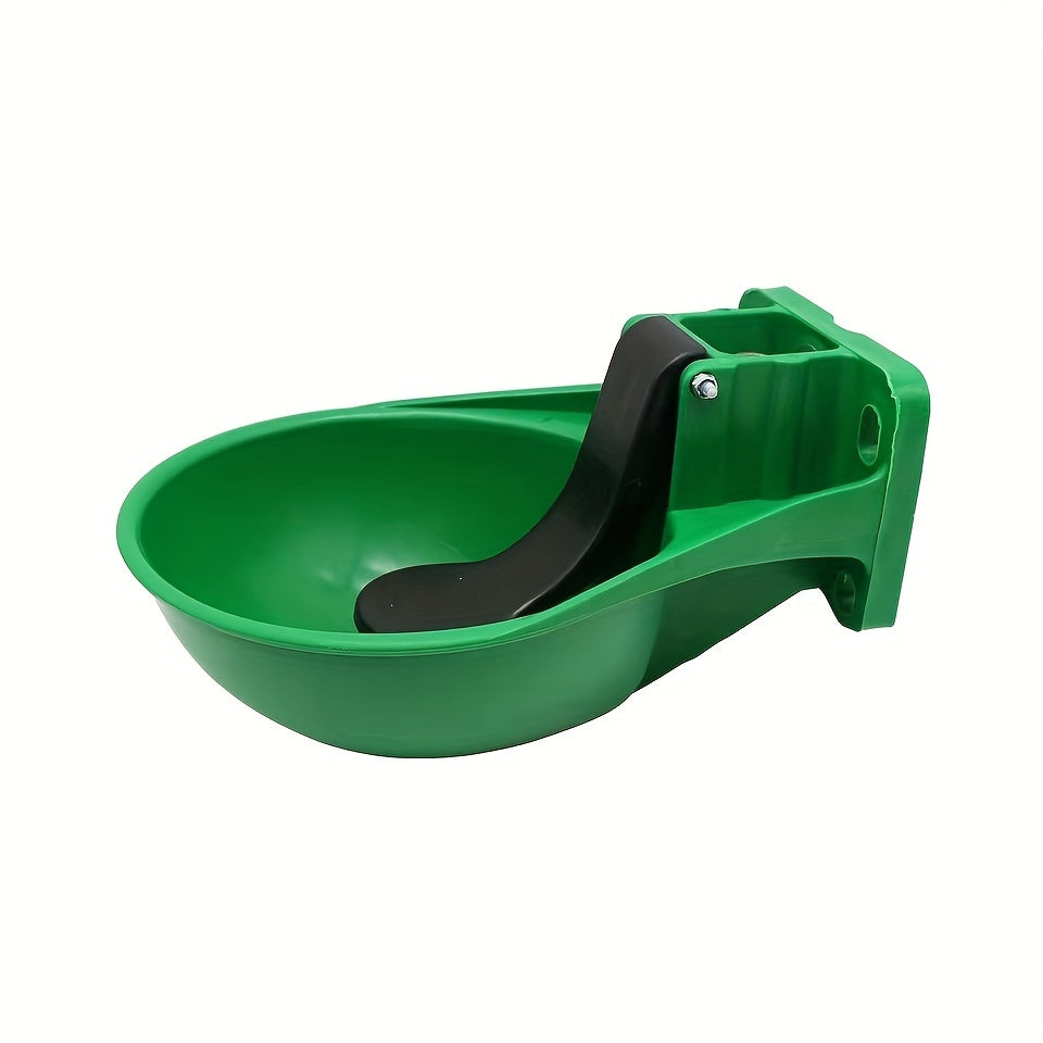 Durable plastic automatic cow and sheep drinking bowl with stainless steel valve for livestock farming.