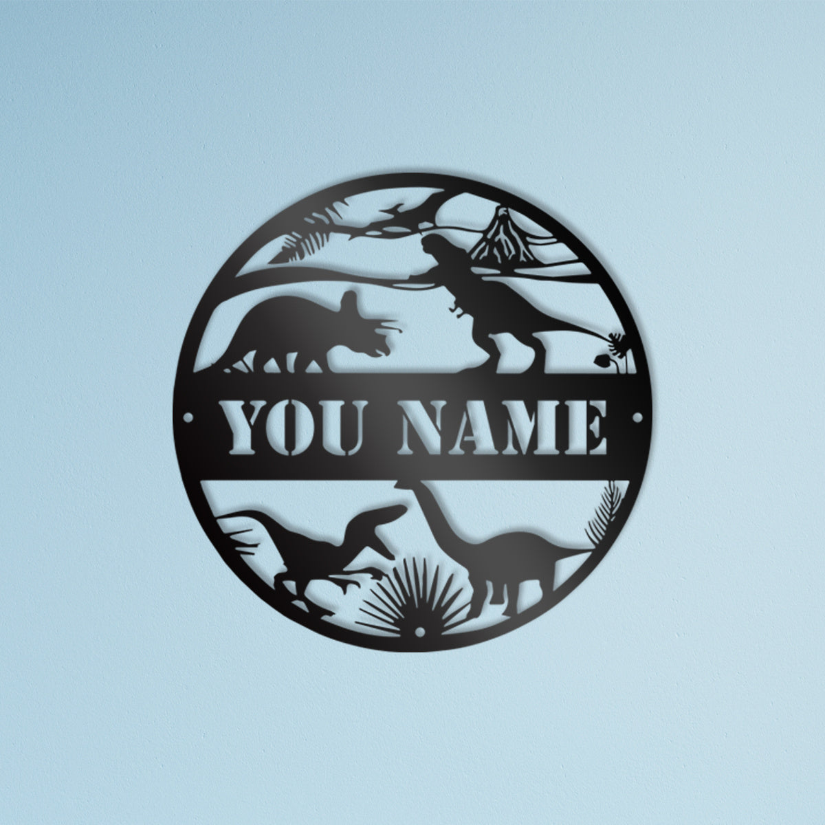 Personalized Dinosaur Metal Wall Art - Add a touch of prehistoric charm to your home with this cast iron animal name sign! Perfect for nurseries, Christmas gifts, and birthdays.