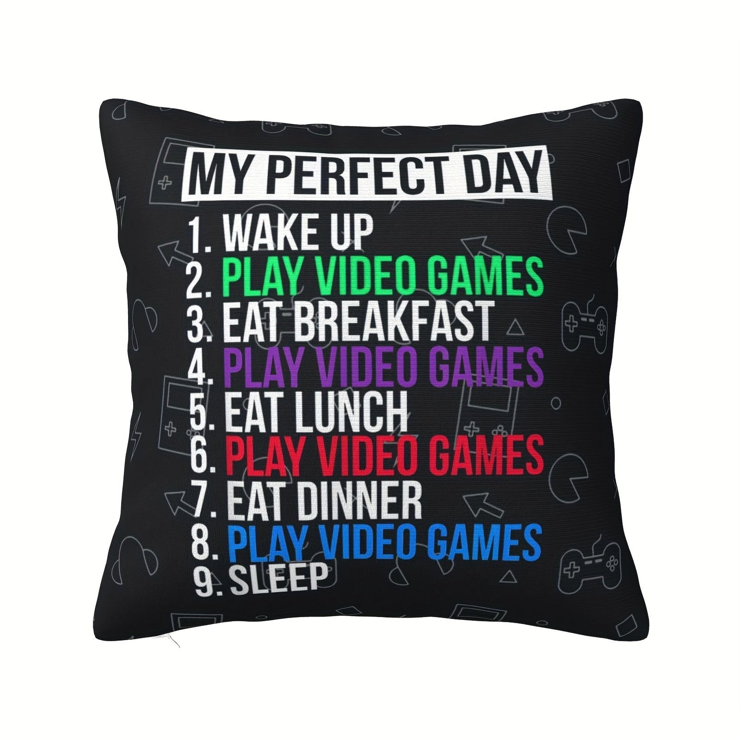 Vibrant and Cozy Gamer's Dream: 18x18 Plush Throw Pillow Cover in Soft Polyester - Ideal for a Day of Gaming, Choose from Various Colors