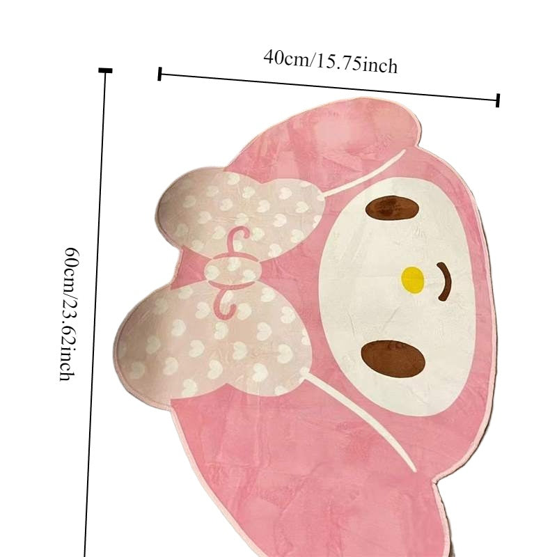 Sanrio Hello Kitty My Melody Cartoon Carpet - 1 Piece, Made of Polyester with Rubber Backing, Stain Resistant, Machine Washable, Polygon Shape, Ideal for Bedroom Decor on Bedside, Vanity, and Basket Seating.