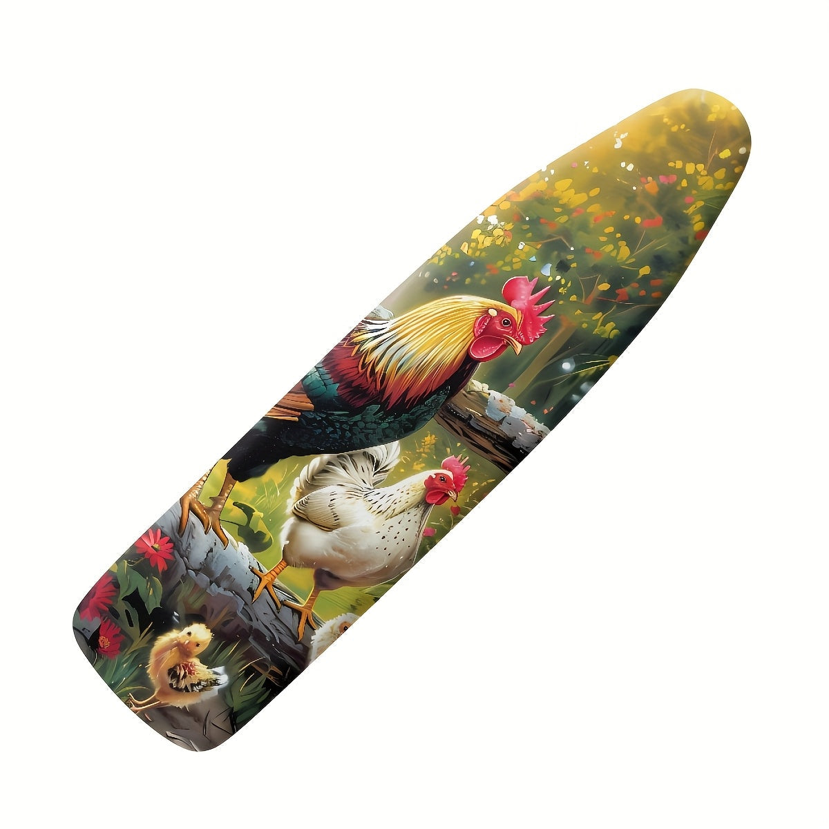 Farmhouse Ironing Board Cover featuring an Artistic Rooster & Hen Design - Made from PET Material, Dustproof, Non-Stick, and Stain-Resistant with Elastic Edge for Easy Installation - Perfect for Home Use or as a Gift