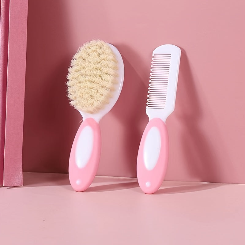 Set of 2 Baby Hair Brush and Comb for Treating Cradle Cap | Gentle Baby Brush with Soft Bristles, Baby Comb, Massaging Baby Care Set | Perfect Grooming Set for Infants and Young Children