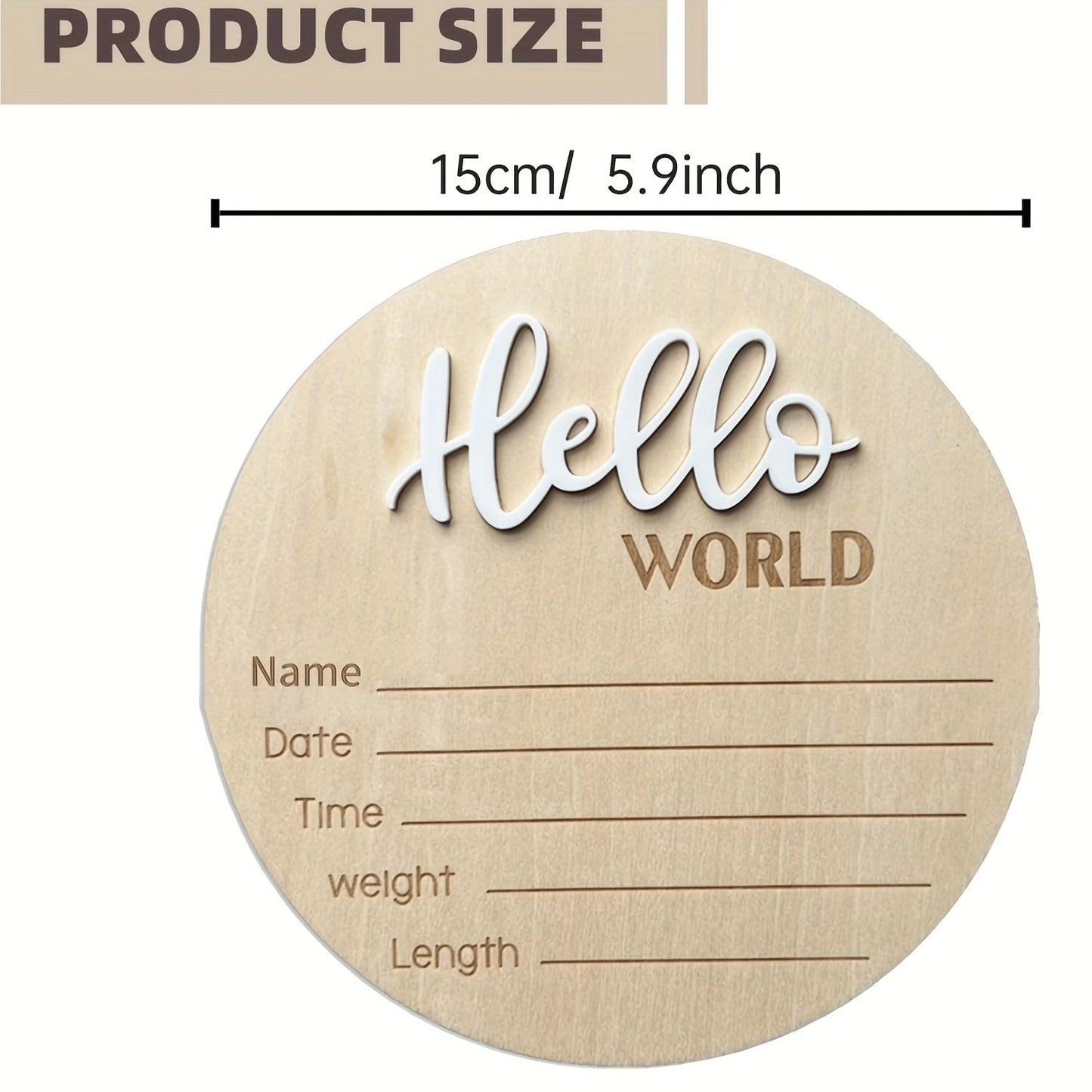 Introducing the "Hello World" 3D Engraved Wooden Birth Announcement Sign! This beautifully crafted plaque is perfect for photography props, an ideal shower gift, and a wonderful way to capture all the memorable details of your little one's arrival.