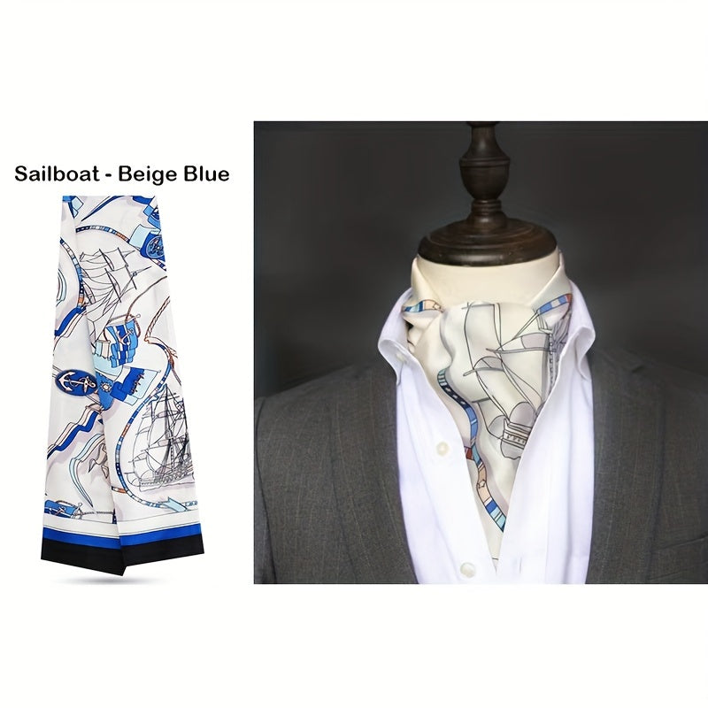 Stylish Men's Scarves: British Vintage Suit Shirt Twill Scarf with Printed Double-layer for Business - Unisex Wraps