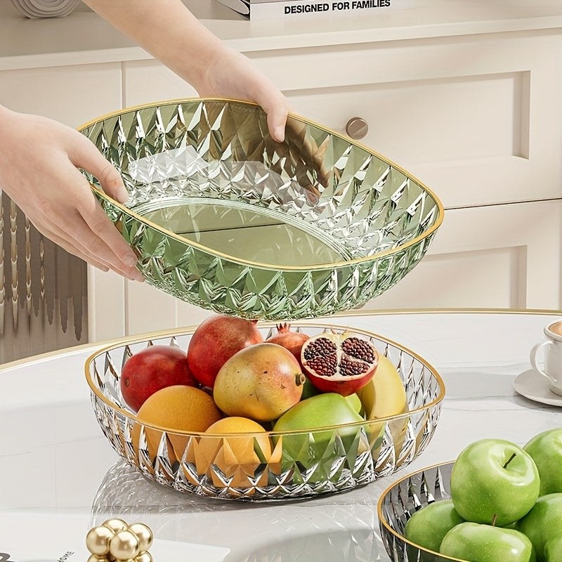 Home living room fruit tray for fruits, snacks, and candy in office.