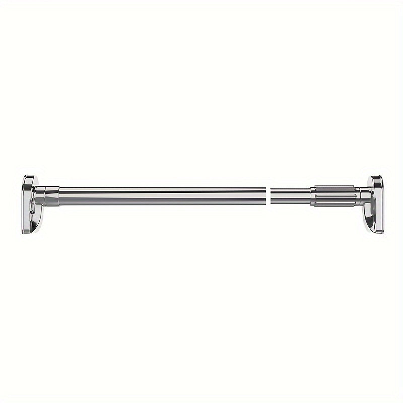 25 square head tubes, telescopic rod with adjustable tension, plastic base with stainless steel tube. Available in silvery, black, white, and gray. Versatile rod for shower curtain, wardrobe, clothes drying, curtain, door curtain. Suitable for bathroom