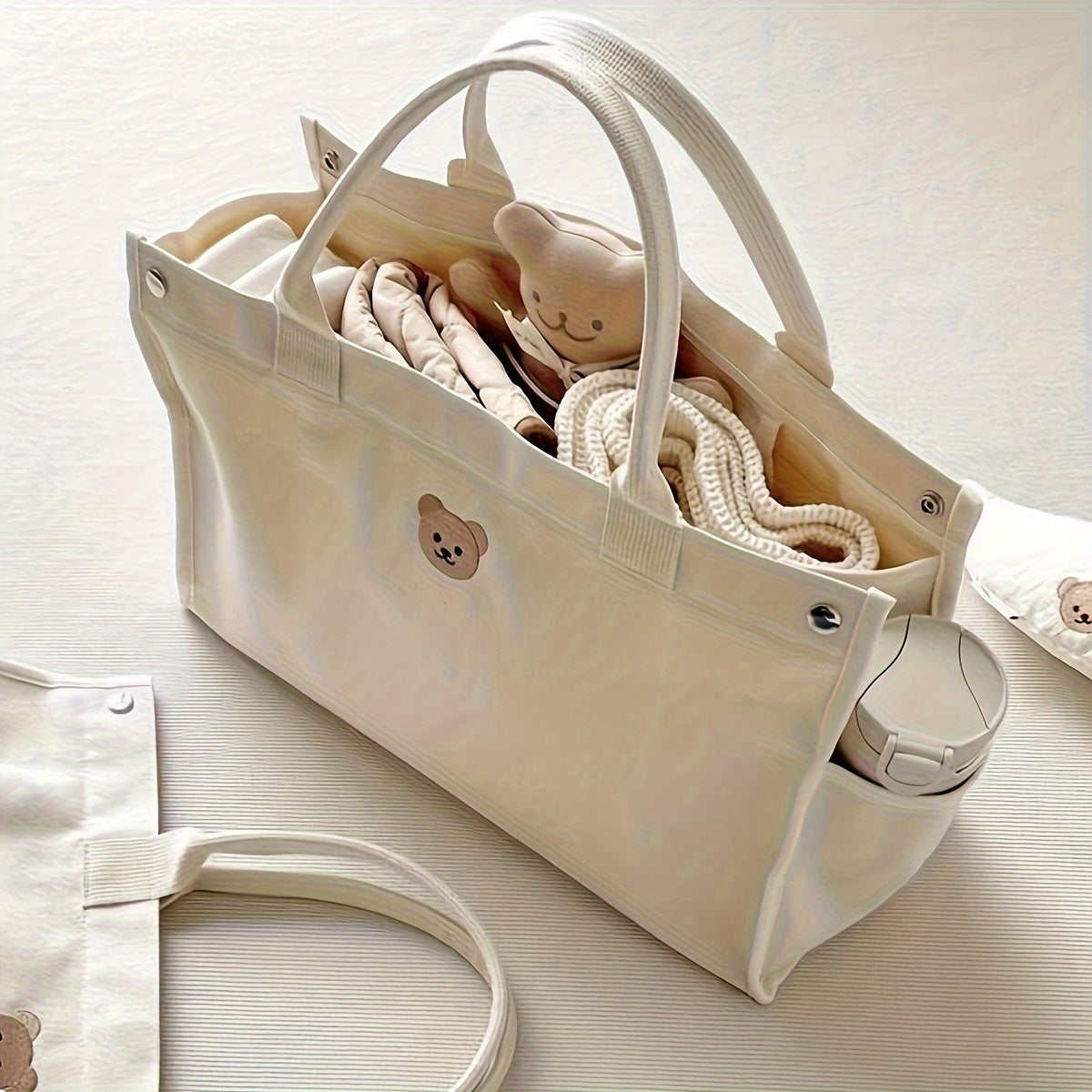 Spacious Mommy Bag for Moms, Canvas Tote Bag for Mothers, Stylish Mother Handbag