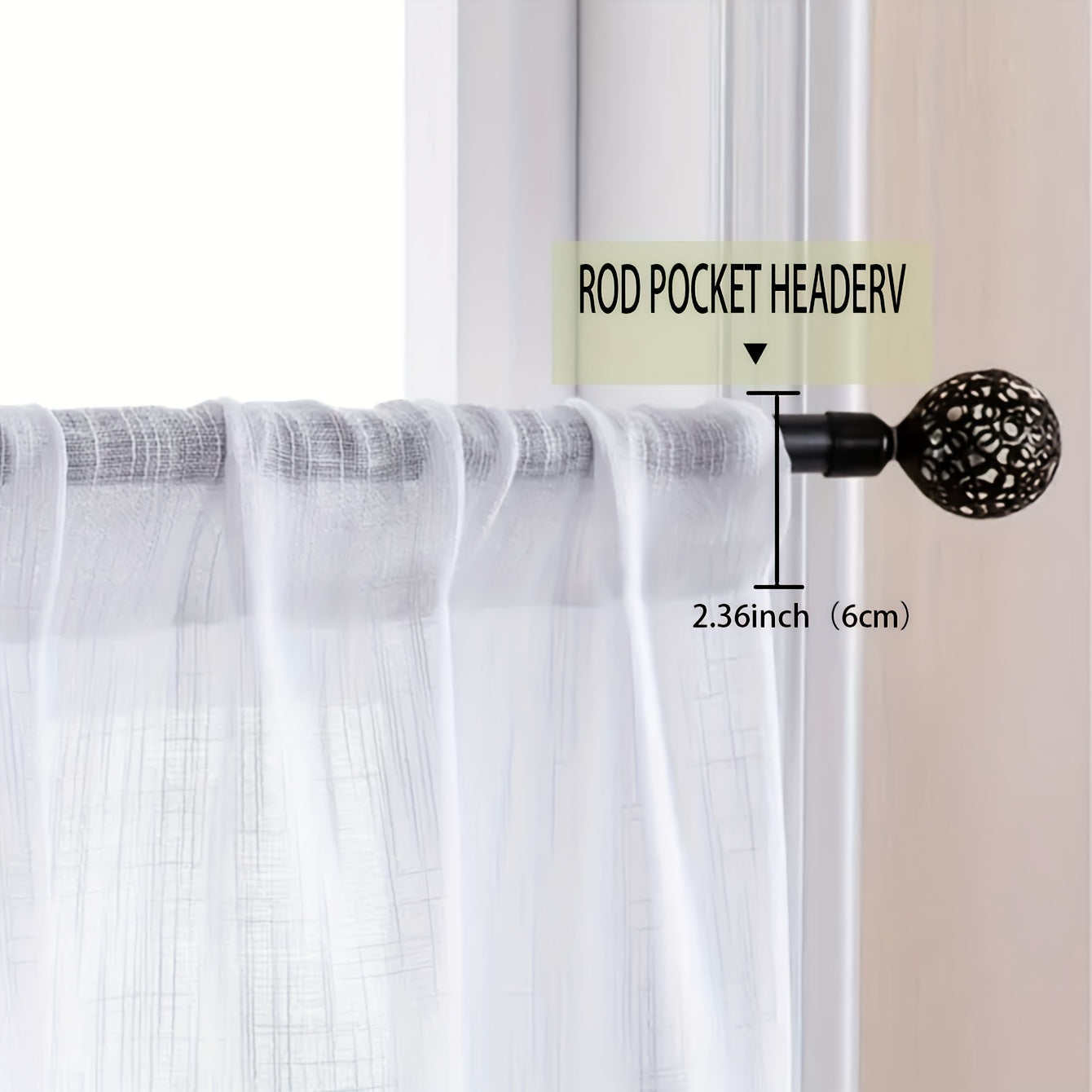 Elegant Sheer Curtain with Striped Design - Rod Pocket Style, Made of Washable Polyester for Living Room and Balcony Decoration, Featuring a Cross Hemp Pattern