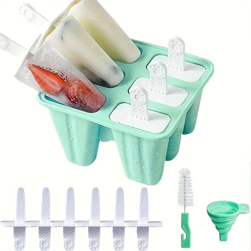 Silicone Popsicle Maker Set with 6/12 Cavities - Free of BPA, Comes with Easy Release Ice Pop Molds, Reusable Sticks, and Cleaning Brush