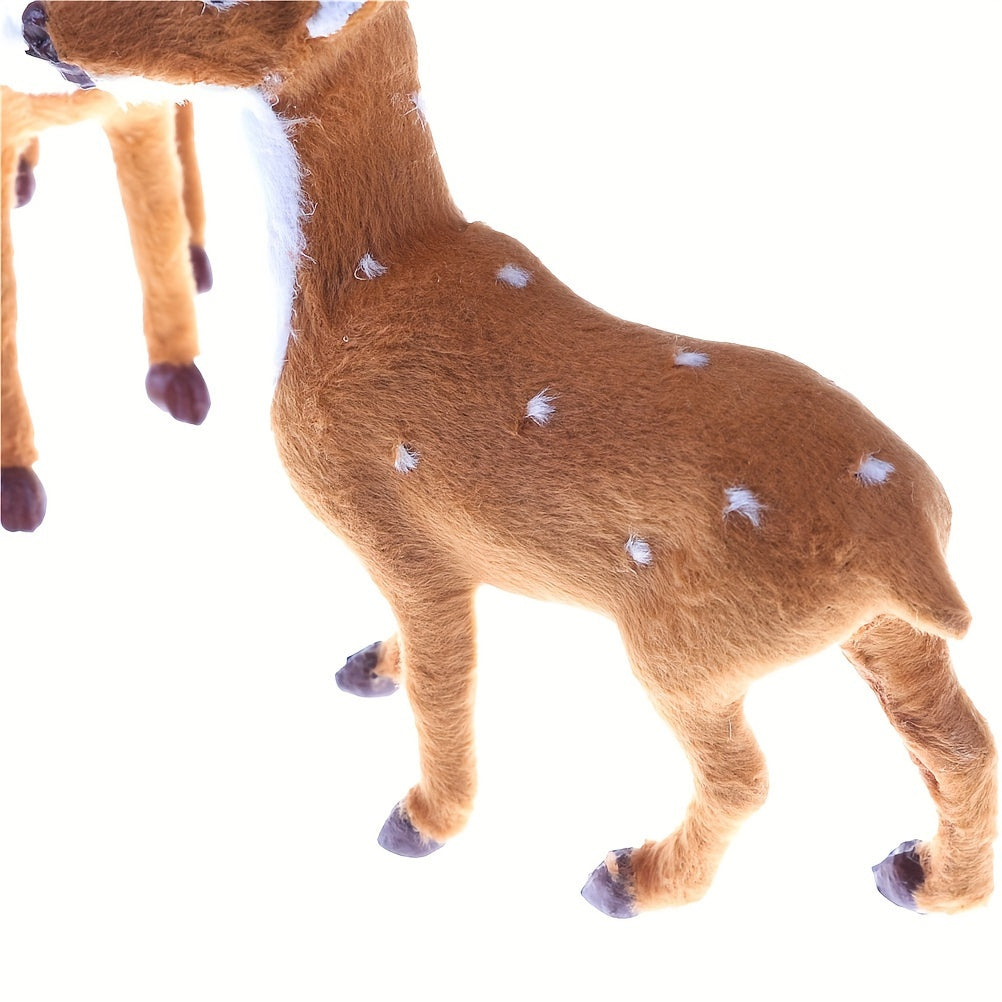 1 Festive Plush Reindeer for Christmas decoration, made of polyester and plastic, no power required. Perfect for home and kitchen holiday décor or as a New Year's ornament.