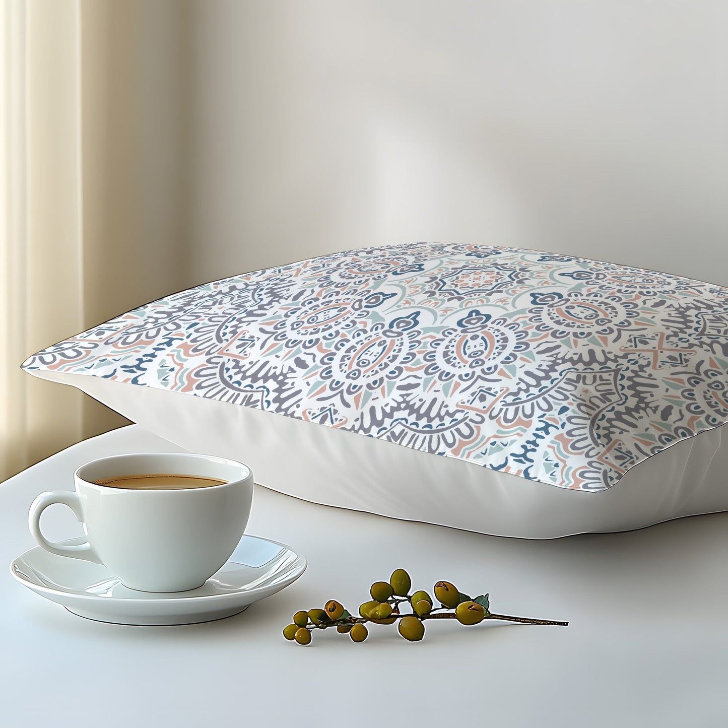 1 Piece Geometric Floral Pillowcase made with 100% Soft Skin-Friendly Fabric. The Woven Pillow Cover is Machine Washable and features an Envelope Closure, perfect for Bedroom, Guest Room, Hotel use. Makes an Ideal Gift.